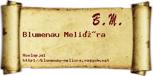 Blumenau Melióra névjegykártya